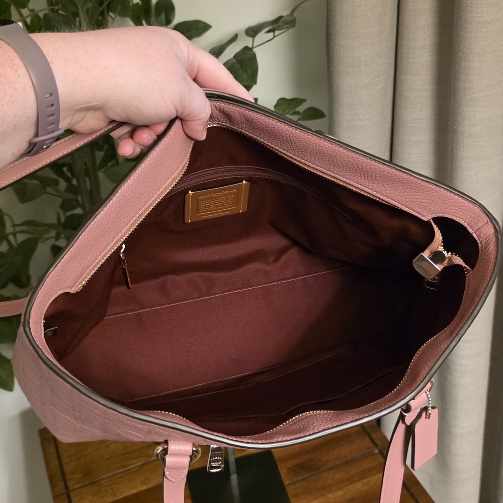 Coach Station Tote Bag In Signature Leather PEONY Gold CDL99 - Picture 5 of 8